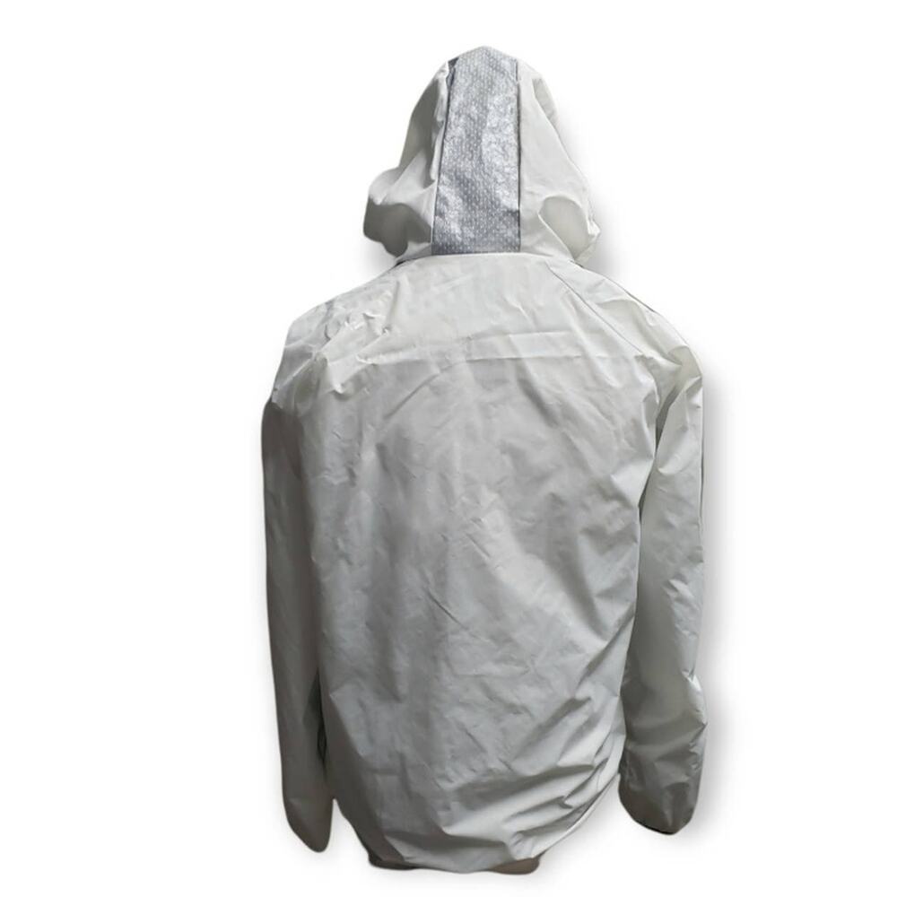 Victoria Secret PINK White / Gray Hooded Windbreaker Jacket Kangaroo Pocket - Picture 4 of 12